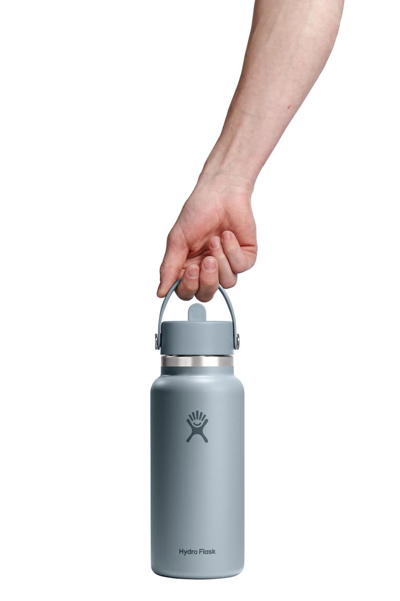 32-Ounce Wide Mouth Flex Straw Cap Water Bottle, Alternate, color, SHALE GRAY