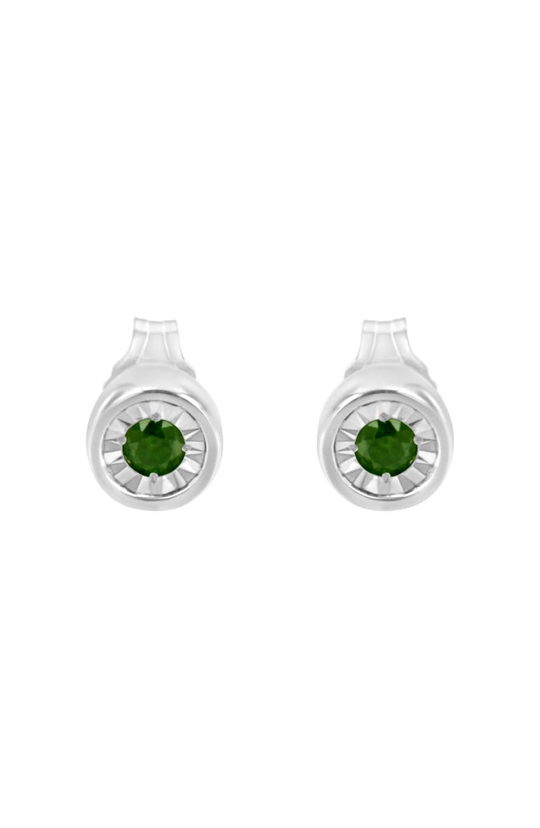 Haus of Brilliance Silver 1/5 Ct Green Diamond Miracle- Stud Earrings, Alternate, color, White