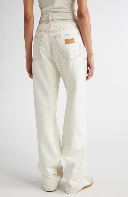 Shop Mm6 Maison Margiela Contrast Stitch Wide Leg Jeans In Off White