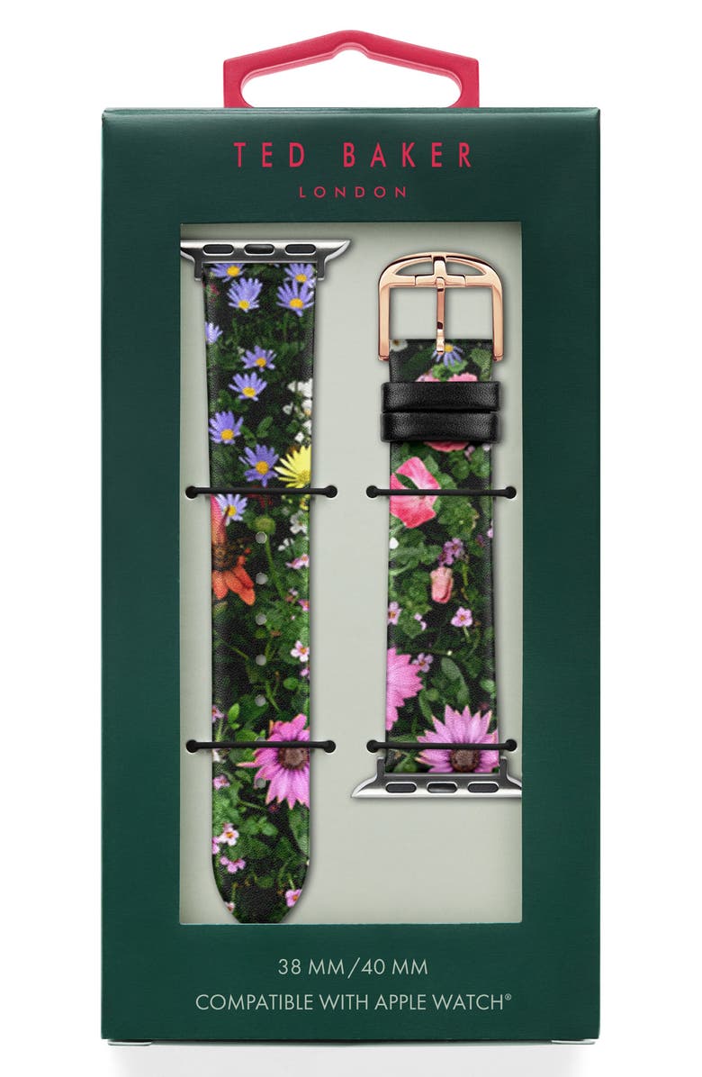 Ted Baker London Floral Leather 20mm Band for Apple Watch<sup>®</sup> Watchband, Alternate, color, 