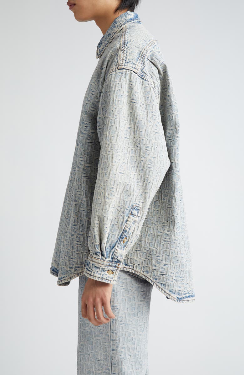 Acne Studios Monogram Cotton Jacquard Button-Up Shirt, Alternate, color, 