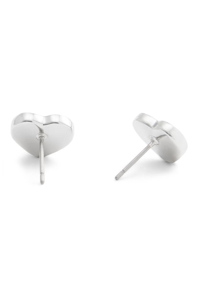 Quilted Heart Stud Earrings, Alternate, color, RHODIUM