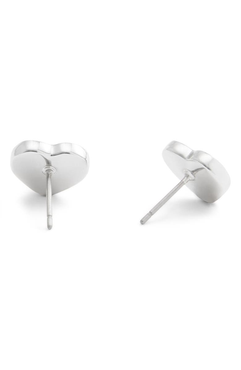 COACH Quilted Heart Stud Earrings, Alternate, color, Rhodium