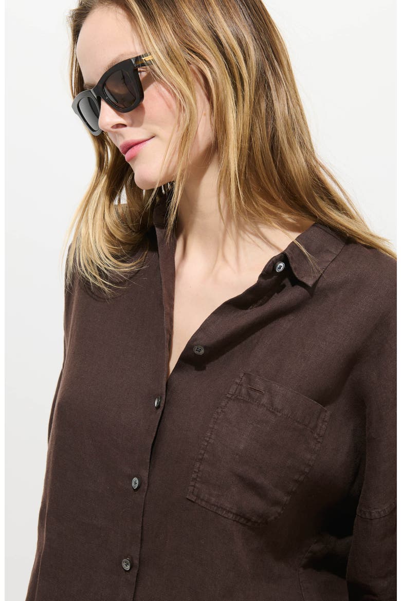 Jo Linen Shirt, Alternate, color, ROASTED BEAN