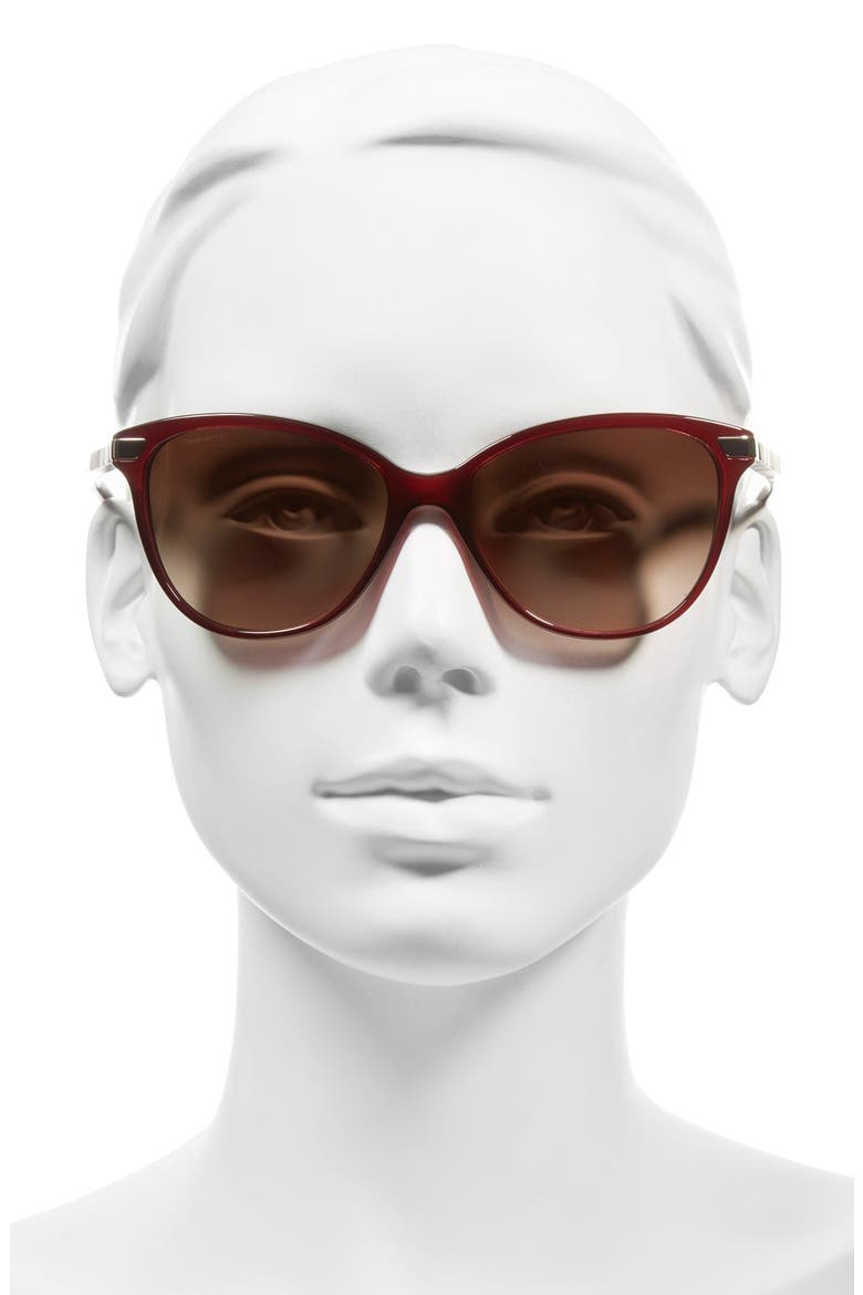 57mm Cat Eye Sunglasses, Alternate, color, TRANSLUCENT OXBLOOD