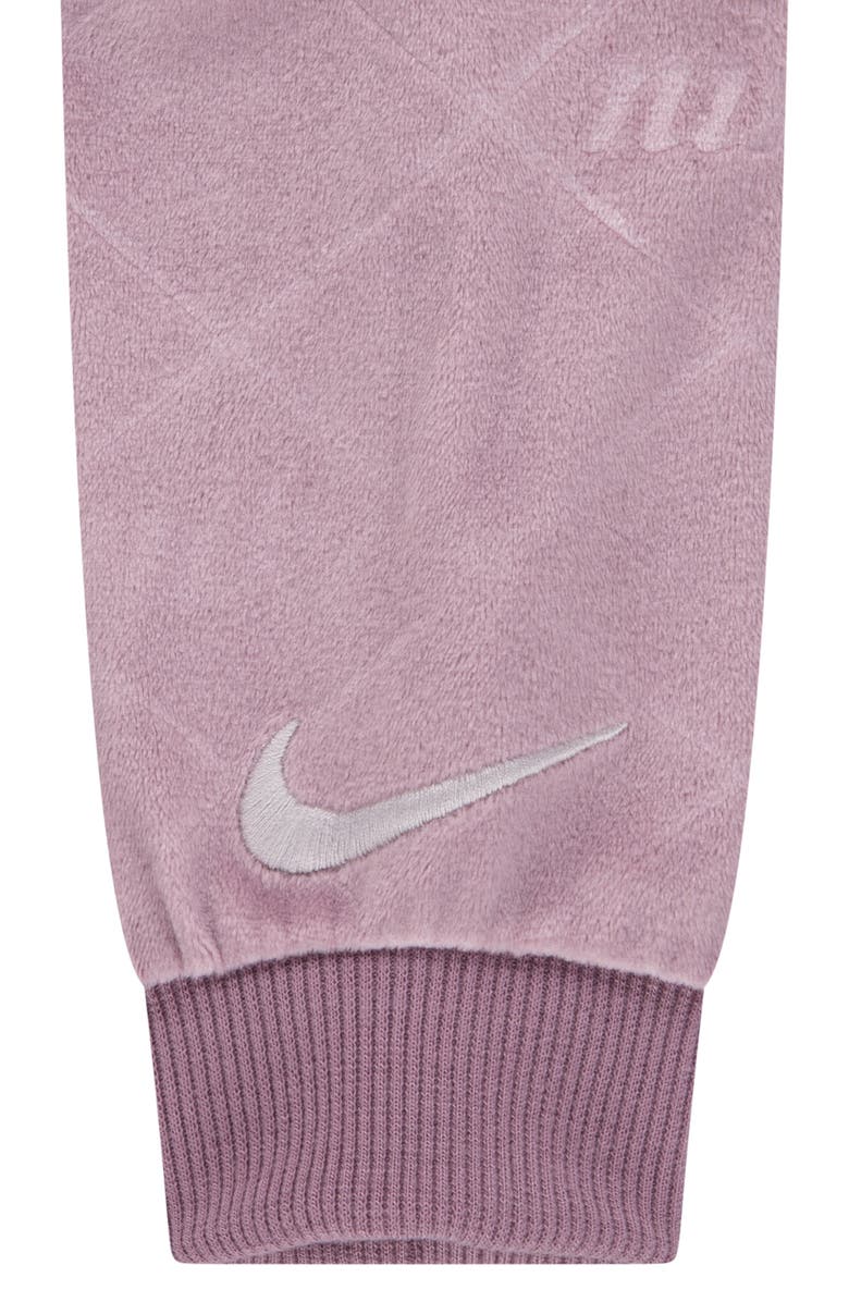 Nike Kids' Cozy AOP Monogram Coveralls, Alternate, color, Plum Dust