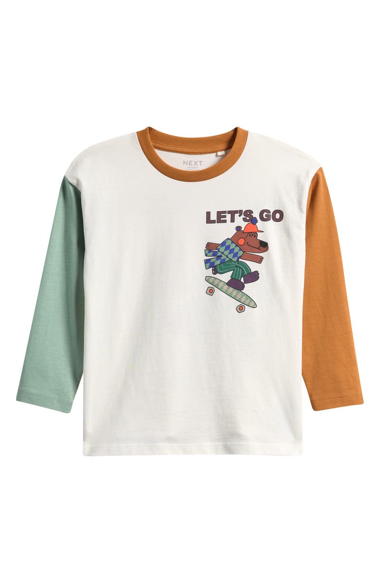 NEXT Kids' Colorblock Graphic T-Shirt, Main, color, White