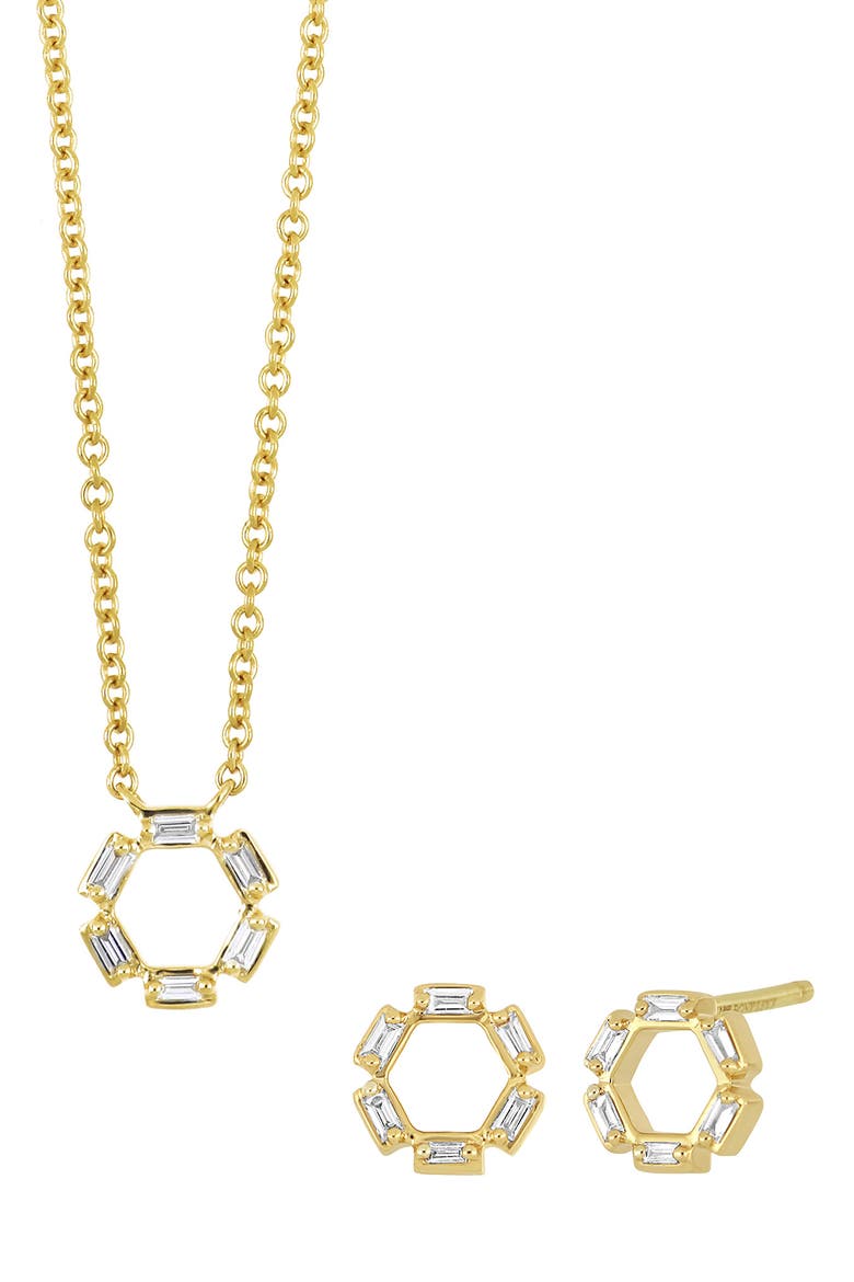 Getty 18K Gold Baguette Circle of Life Earrings & Necklace Set (Nordstrom Exclusive), Alternate, color, 18K YELLOW GOLD