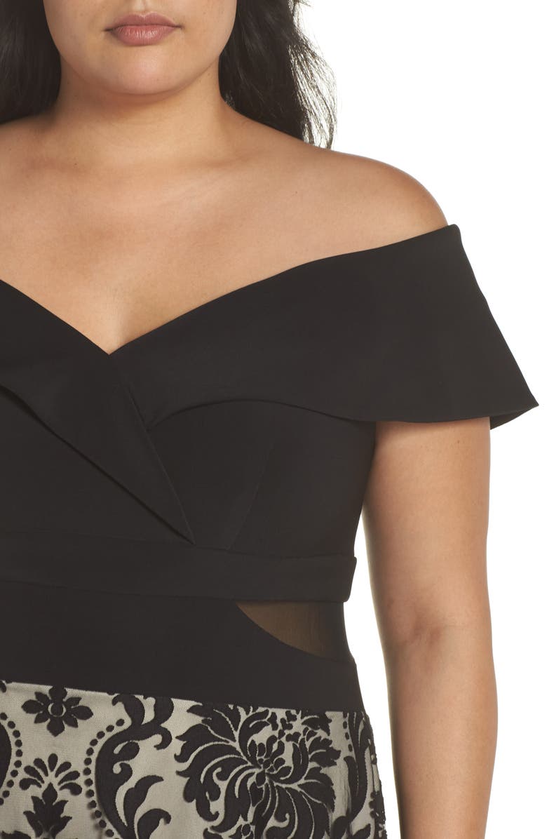 Xscape Evenings Xscape Off the Shoulder Embroidered Skirt Dress, Alternate, color,