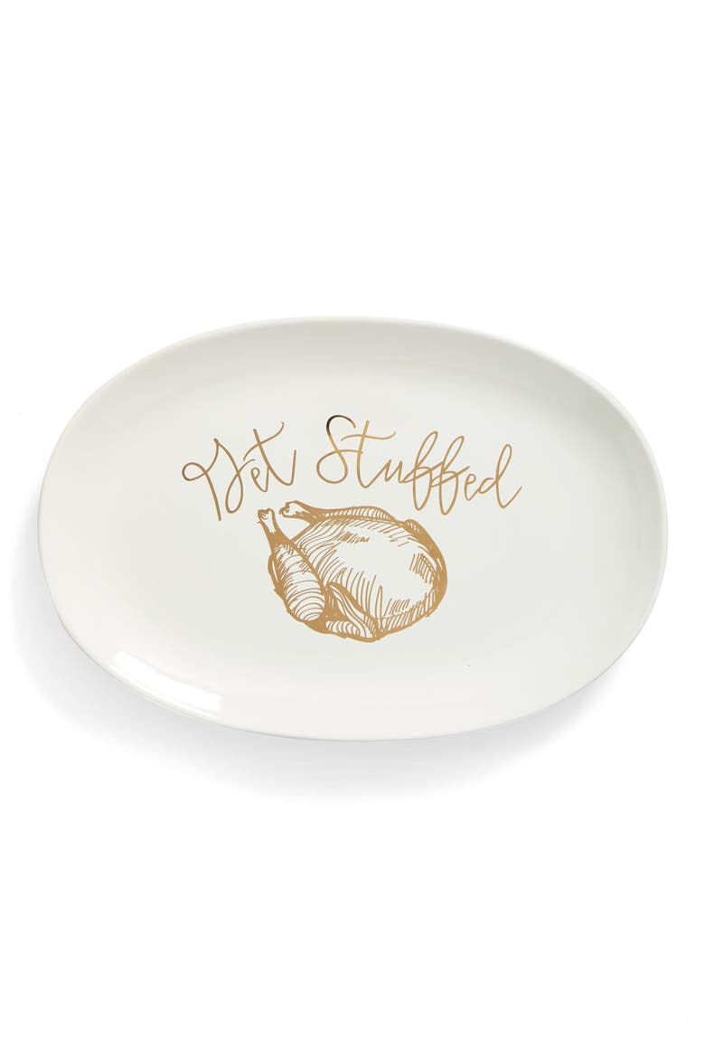 Gibson 'Get Stuffed' Stoneware Serving Platter, Main, color, WHITE