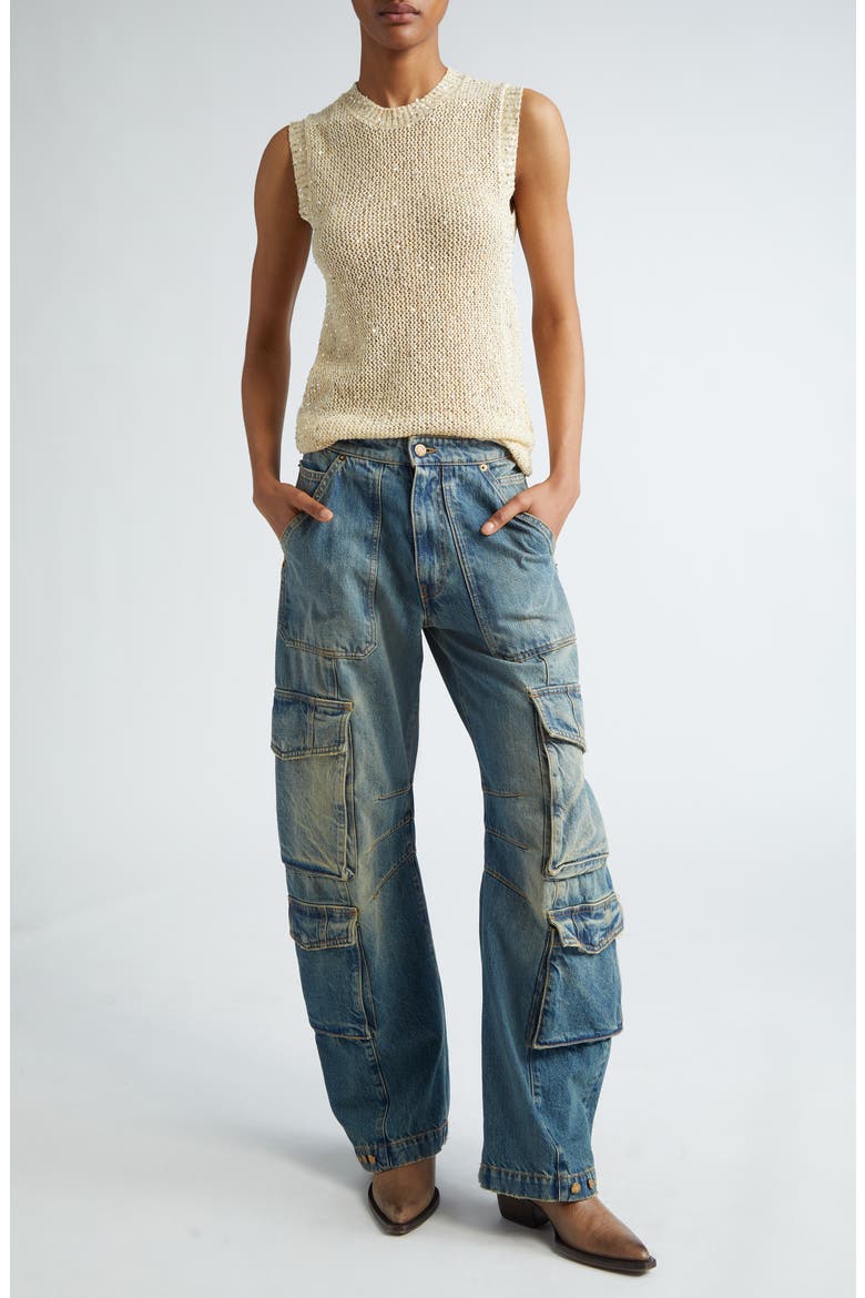 Journey Sequin Sleeveless Sweater, Alternate, color, HERITAGE WHITE