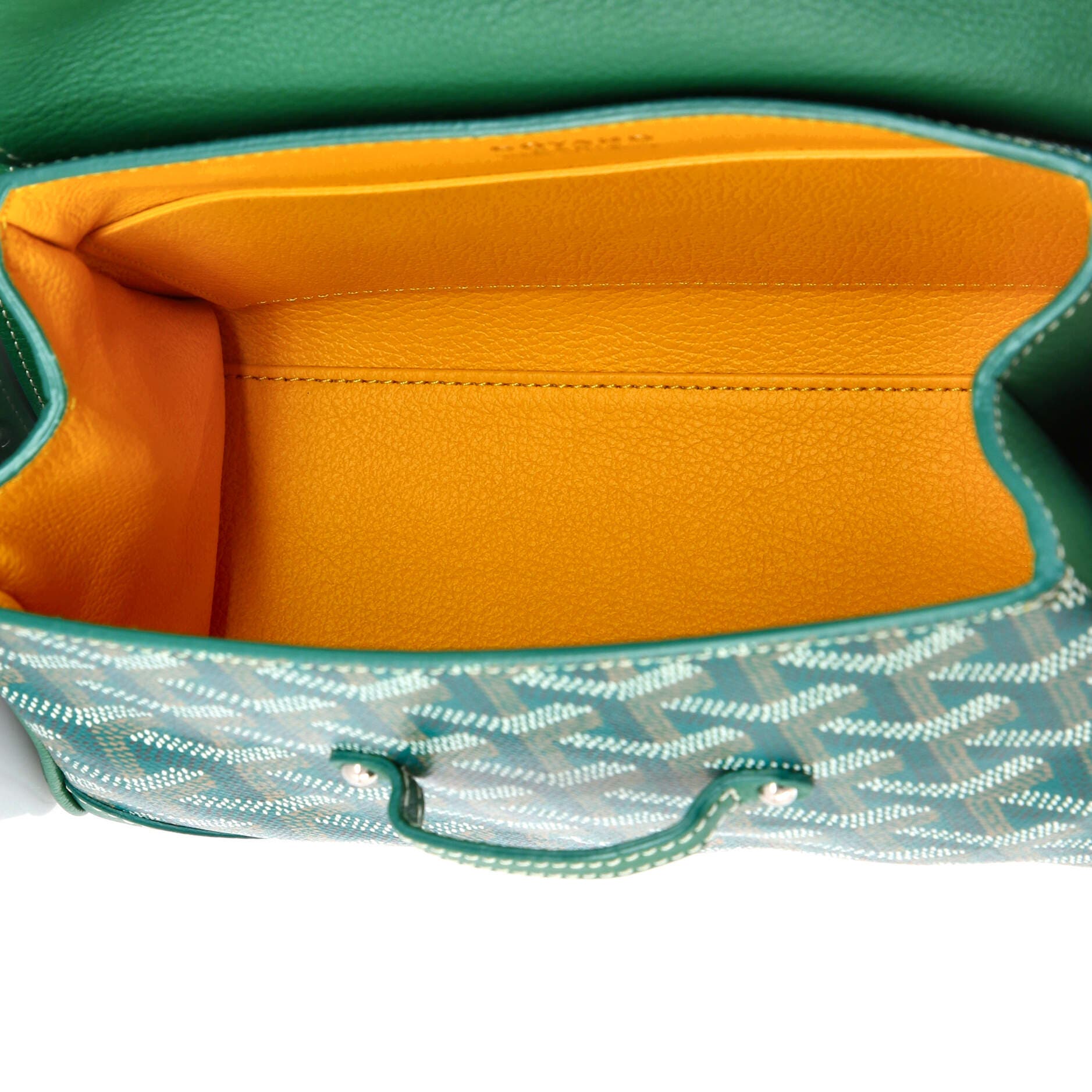 Pre-Owned Goyard Saigon Top Handle Bag Coated Canvas with Leather Mini, Alternate, color, Green