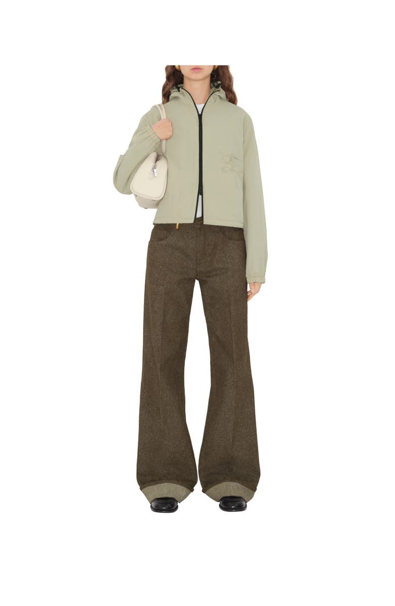 Burberry Cropped Reversible Check Hooded Jacket, Alternate, color, Skylark