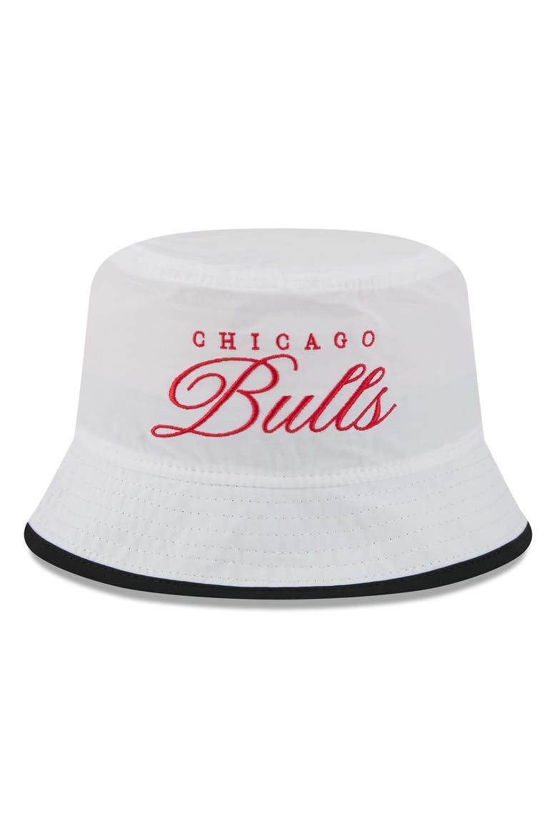 Men's New Era White/Black Chicago Bulls 2025 NBA Draft Nylon Bucket Hat, Alternate, color, White