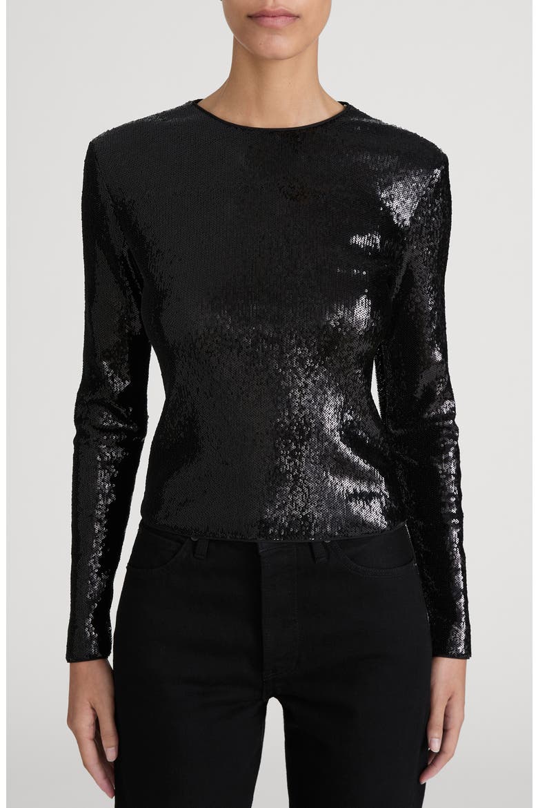 The Micro Sequined Top, Main, color, BLACK