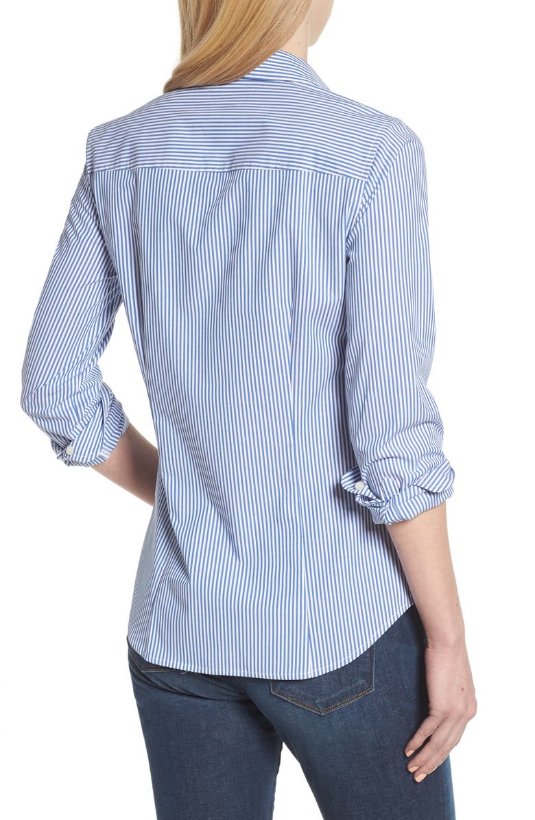 J.Crew Perfect Slim Stretch Stripe Button Front Shirt, Alternate, color, 