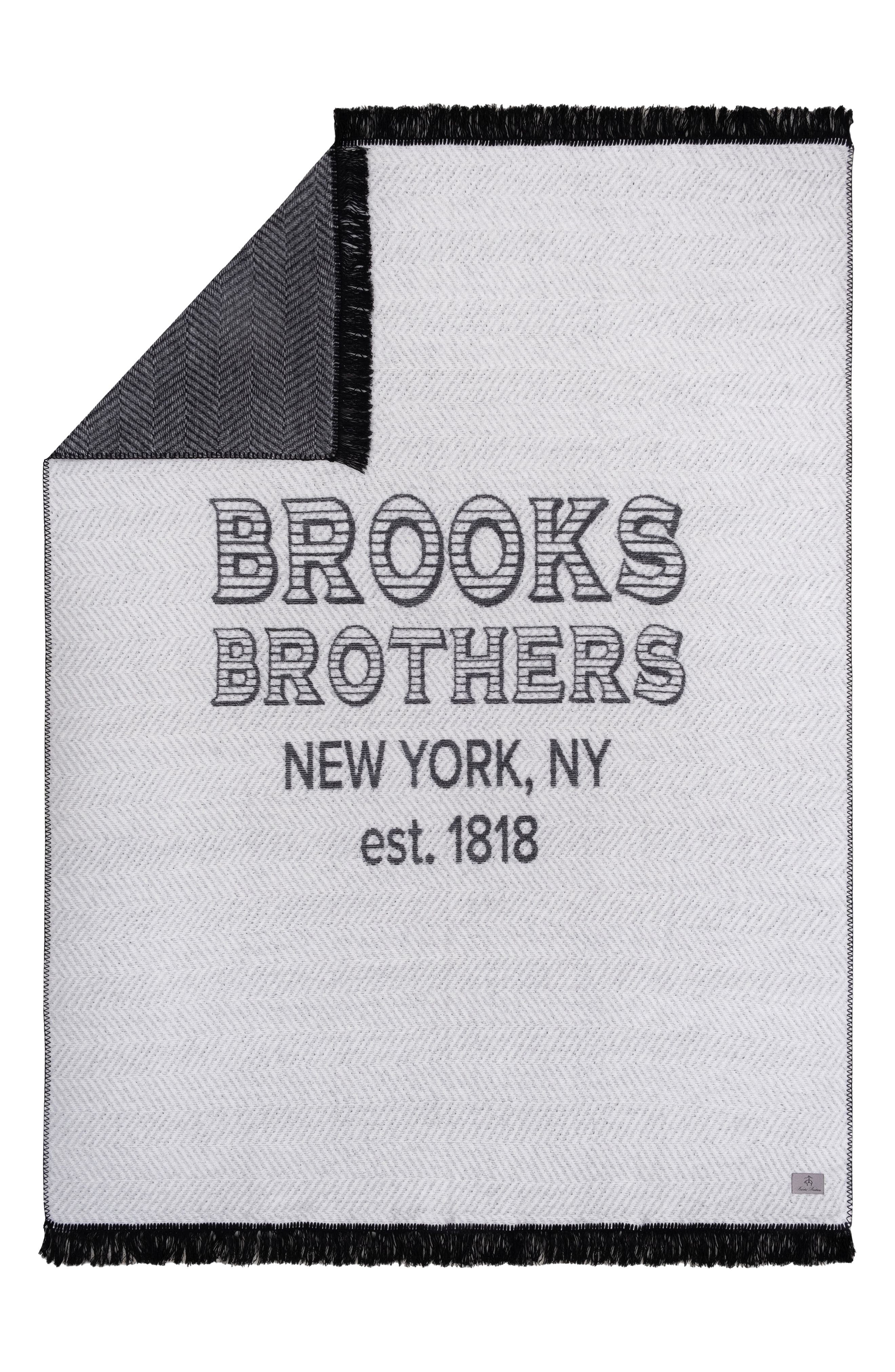 Brooks Brothers Logo Turkish Cotton Throw Blanket
