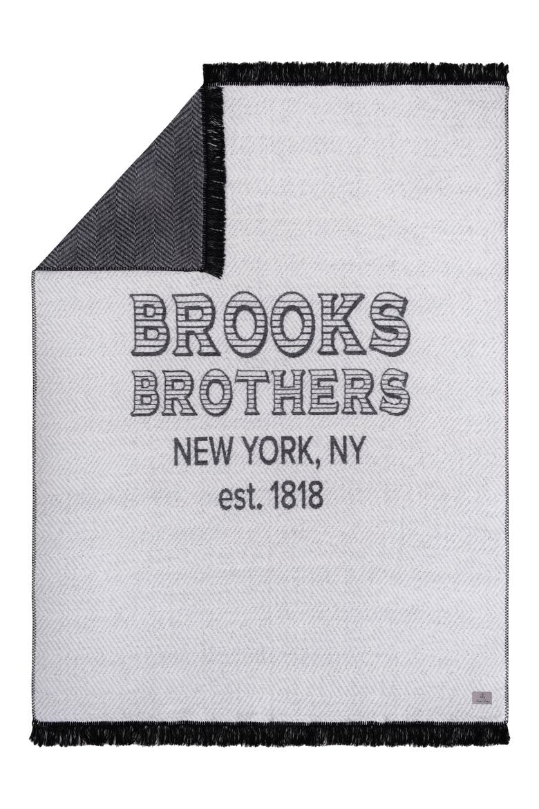 Logo Turkish Cotton Throw Blanket, Main, color, BLACK