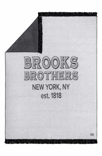 Brooks Brothers Logo Turkish Cotton Throw Blanket