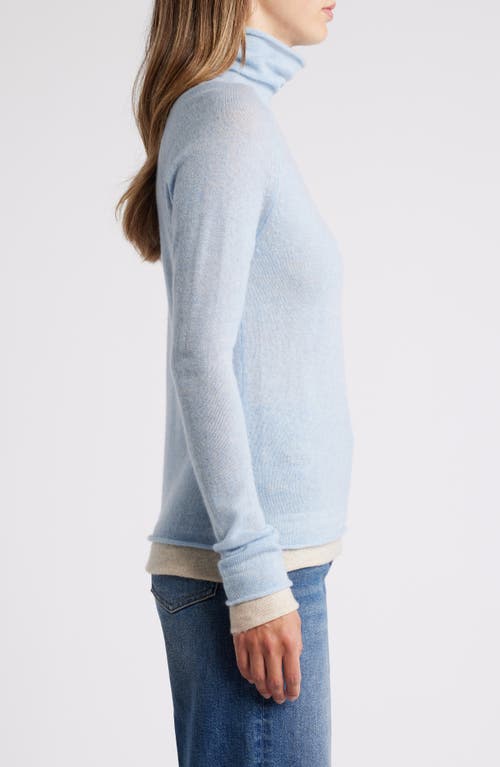 Griffen Contrast Trim Wool & Cashmere Sweater In Light Blue/oat