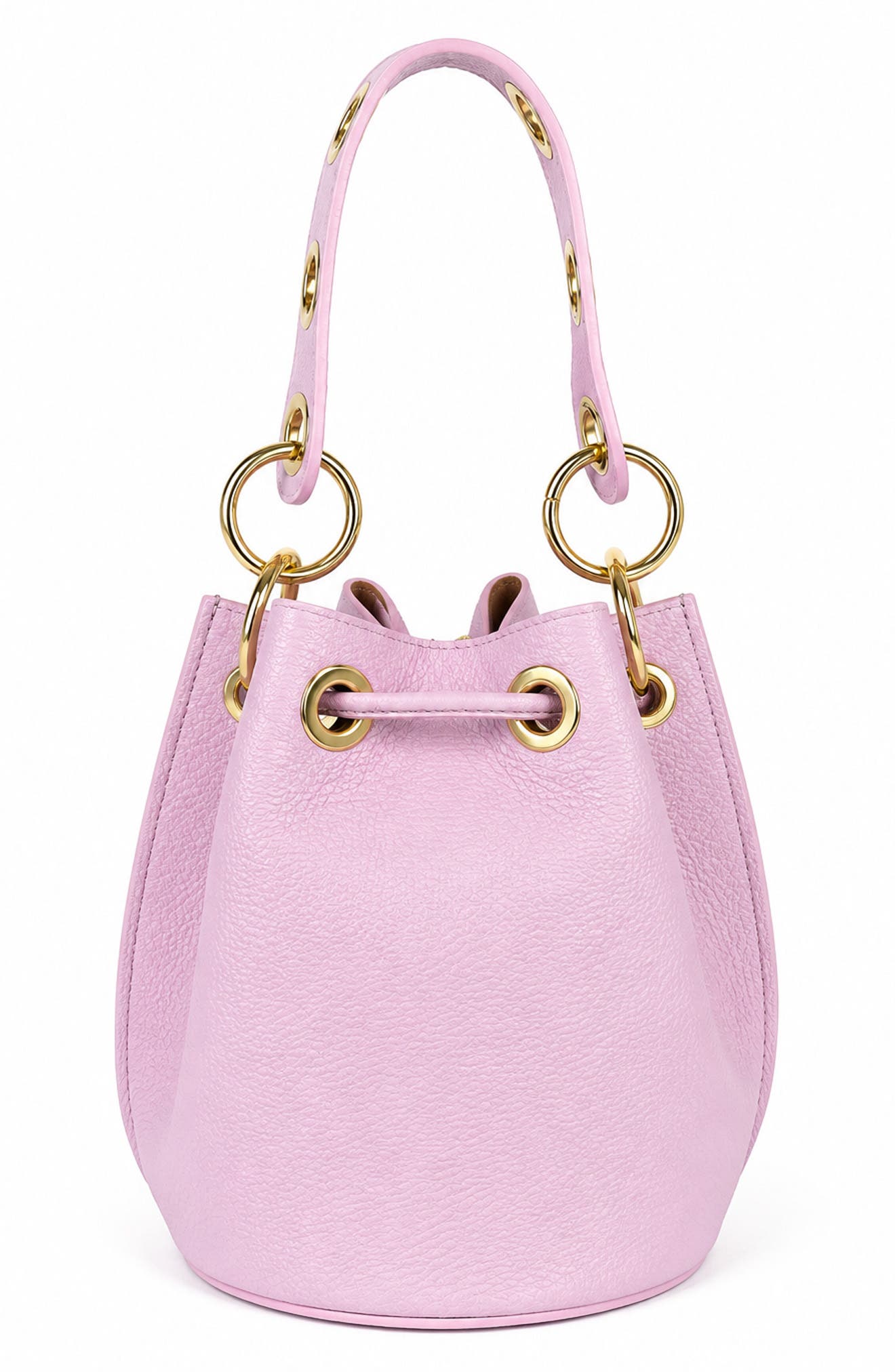 Paolina Studded Leather Bucket Bag, Alternate, color, PALE PINK