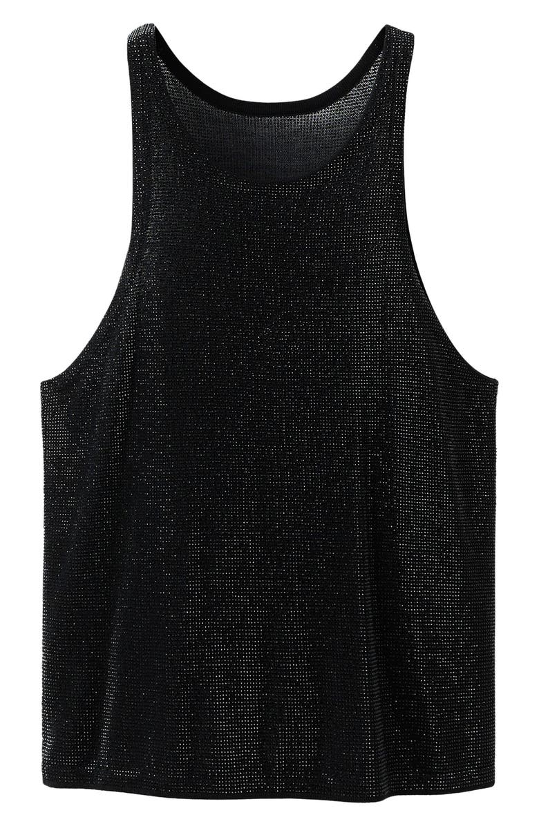 MANGO x Kaia Gerber Crystal Embellished Tank, Main, color, Black
