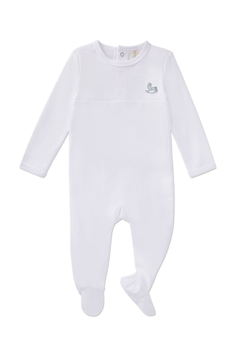 Baby  Embroidered Pima Cotton Footie, Main, color, Pearl Blue