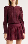 LoveShackFancy Casetta Lace Puff Shoulder Top