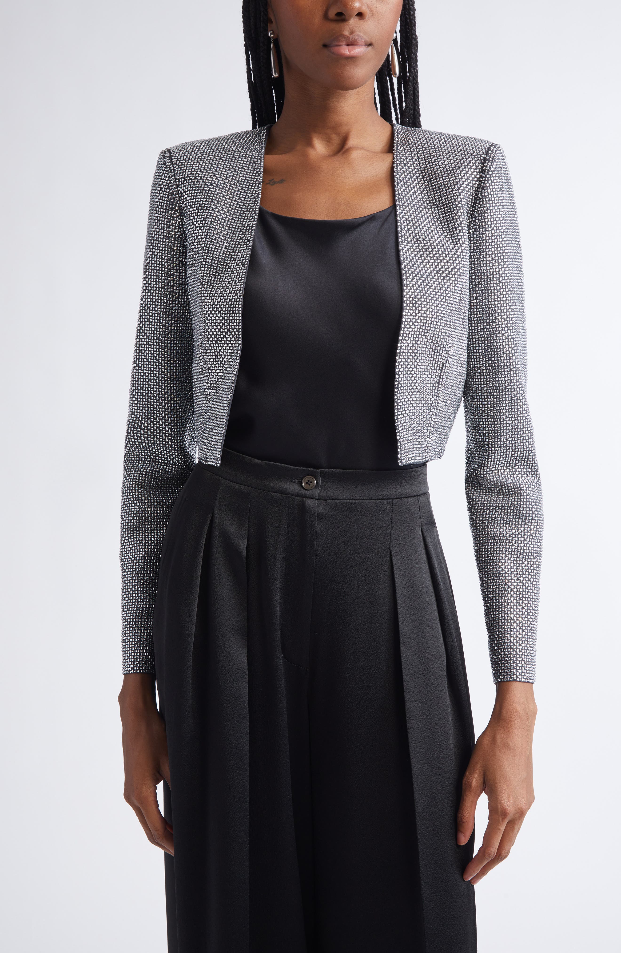 Crystal Embellished Crop Jacket