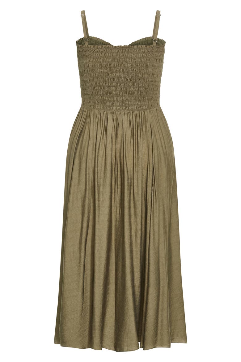 Maui Smocked Maxi Sundress, Alternate, color, KHAKI
