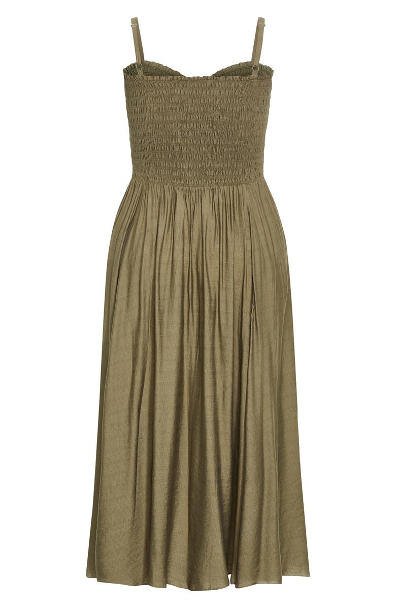 City Chic Maui Smocked Maxi Sundress, Alternate, color, Khaki