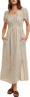 WISHLIST Stripe Short Sleeve Midi Dress