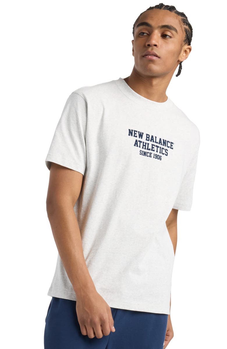 New Balance Varsity Logo Graphic T-Shirt, Alternate, color, Ash Heather