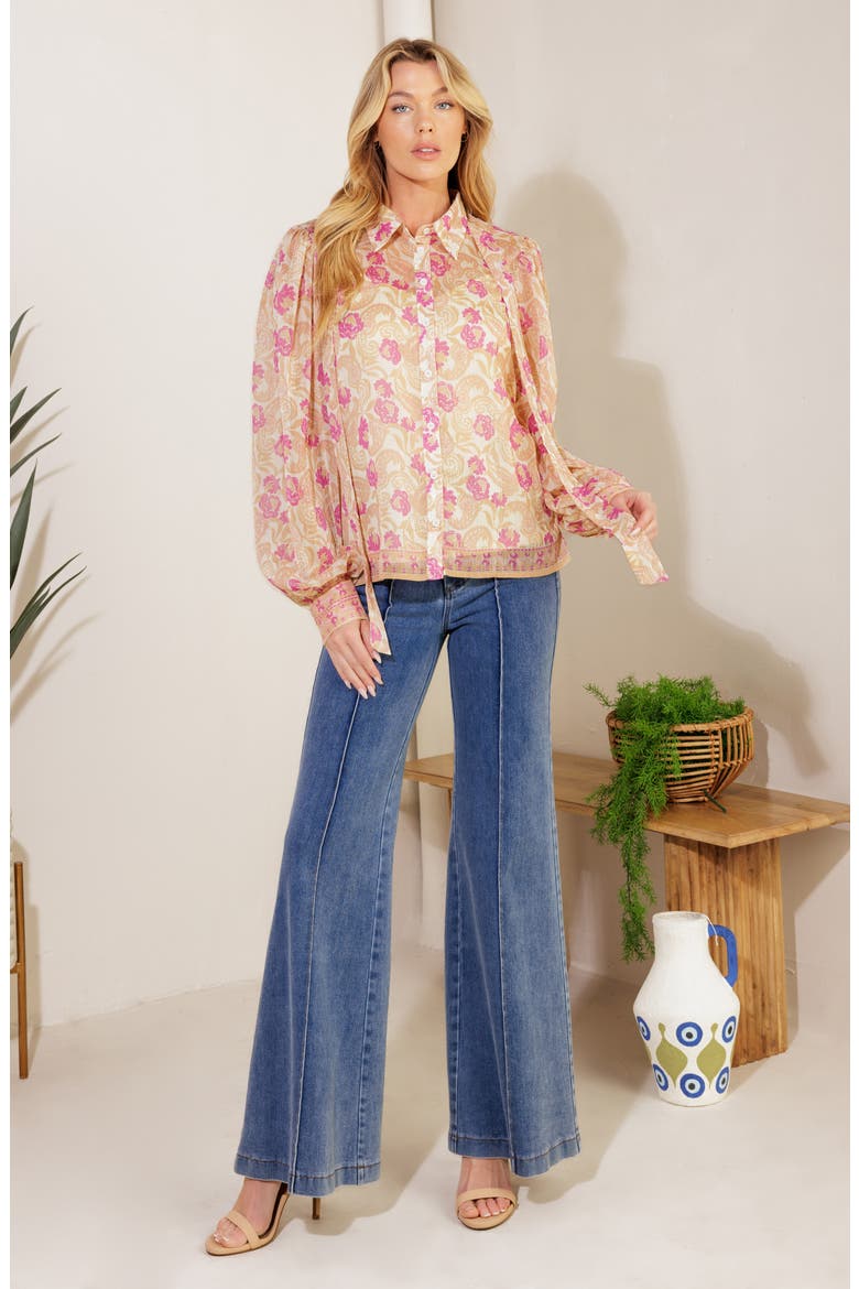 Printed Woven Top, Alternate, color, IVORY LAVENDER