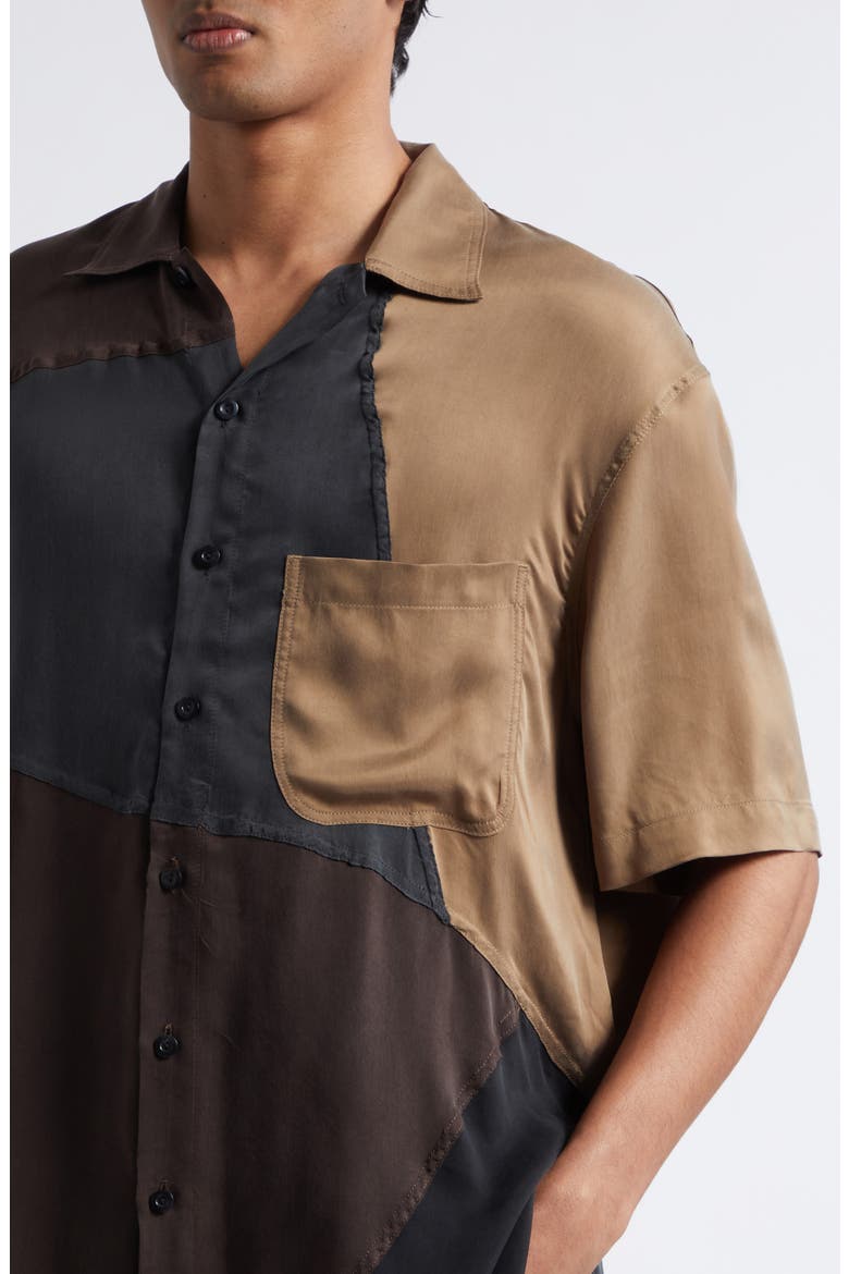 Oversize Colorblock Short Sleeve Button-Up Shirt, Alternate, color, MULTI