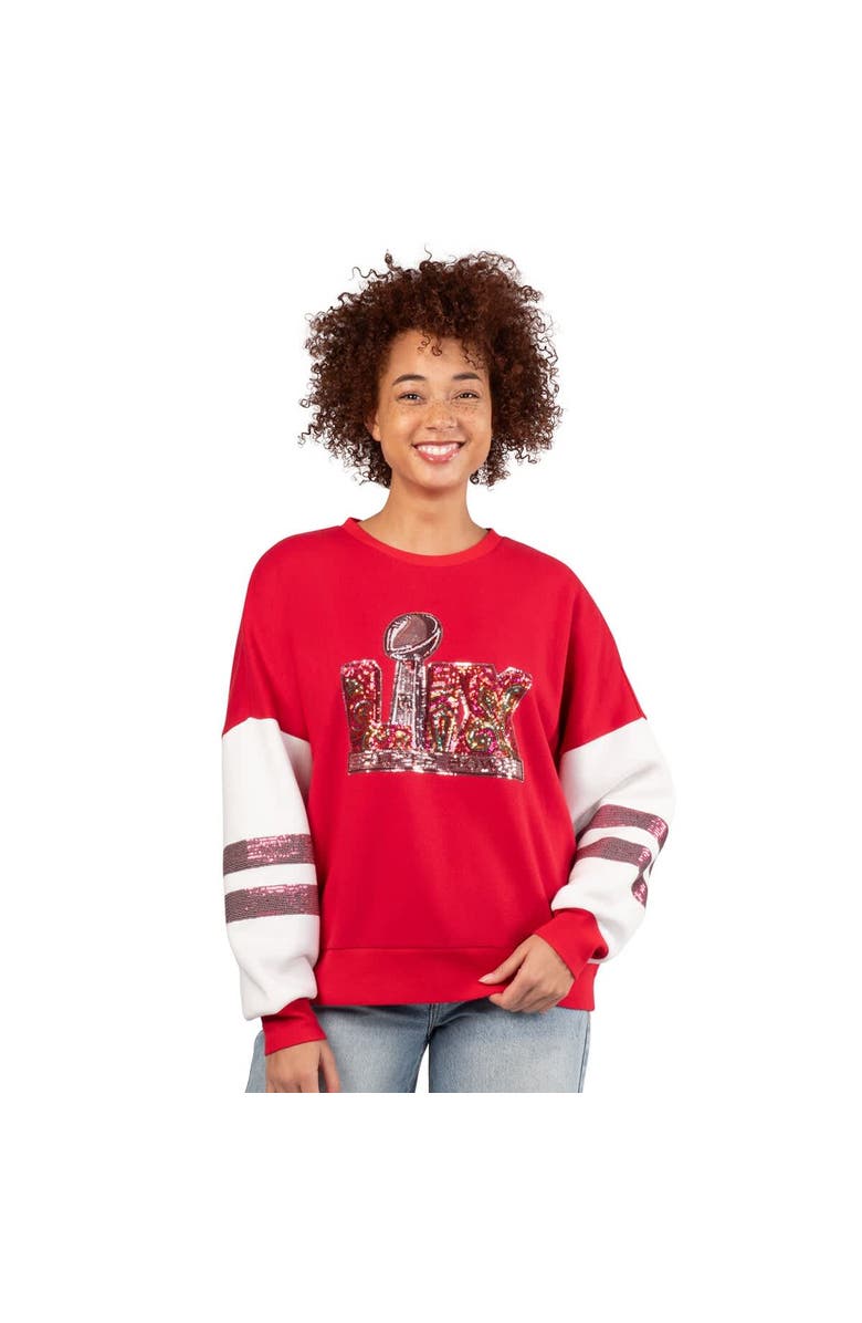 G-III 4HER BY CARL BANKS Women's G-III 4Her by Carl Banks Pink Super Bowl LIX Clubs Pullover Sweatshirt, Alternate, color, 