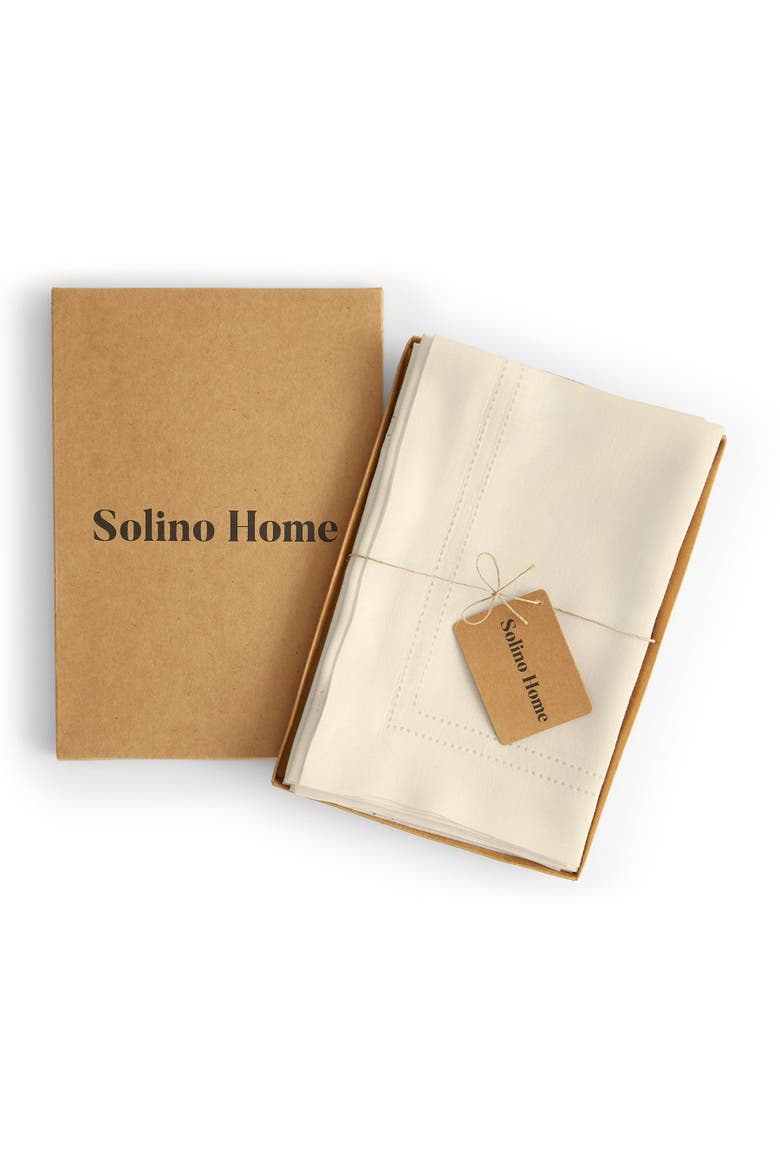 Linen Dinner Napkins Set of 4, 20 x 20" - Linen Double Hemstitch, Alternate, color, Ivory
