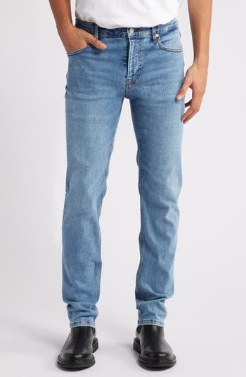 【MODERNIF】Once Straight Denim Pants Straight Six Men's Freedom Flex Jeans, Crinkled blue