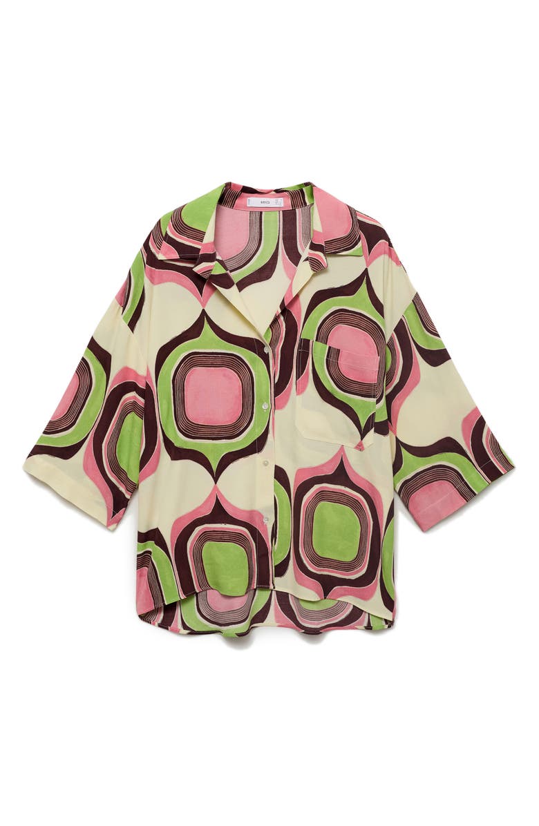 MANGO Geometric Print Shirt, Alternate, color, Ecru