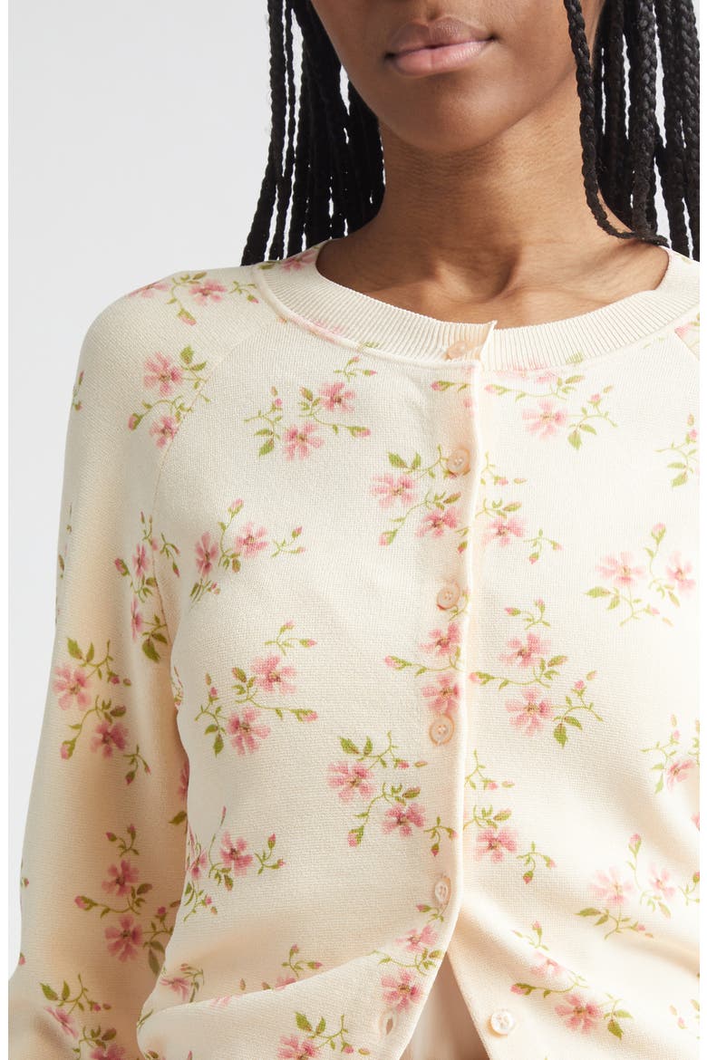 Shrunken Tiny Flower Cardigan, Alternate, color, CREAM FLORAL