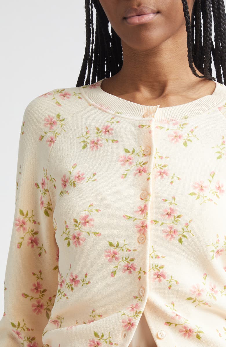 Simone Rocha Shrunken Tiny Flower Cardigan, Alternate, color, Cream Floral