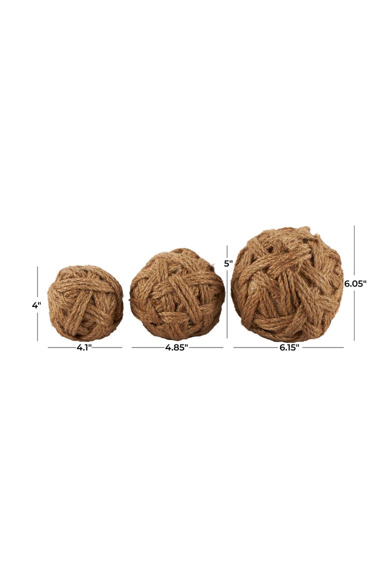 3-Piece Brown Jute Rope Decorative Orbs, Alternate, color, BROWN