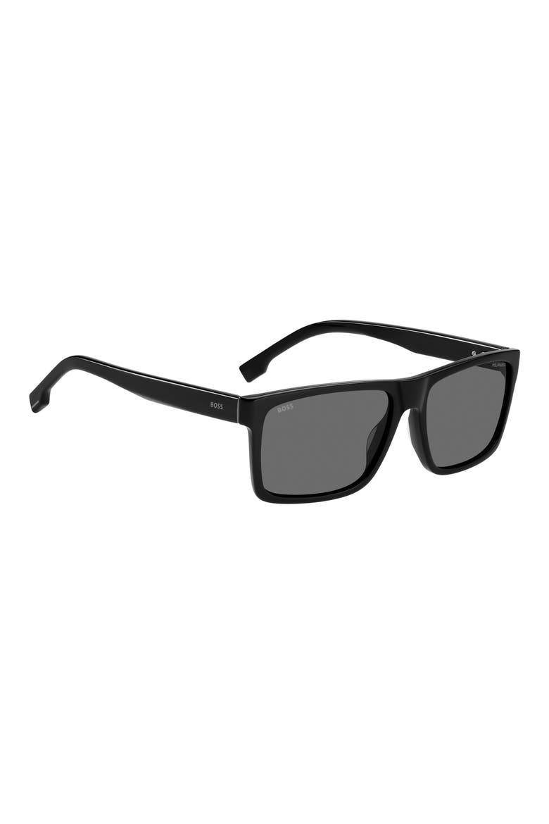 59mm Polarized Rectangular Sunglasses, Alternate, color, BLACK/ GREY POLAR