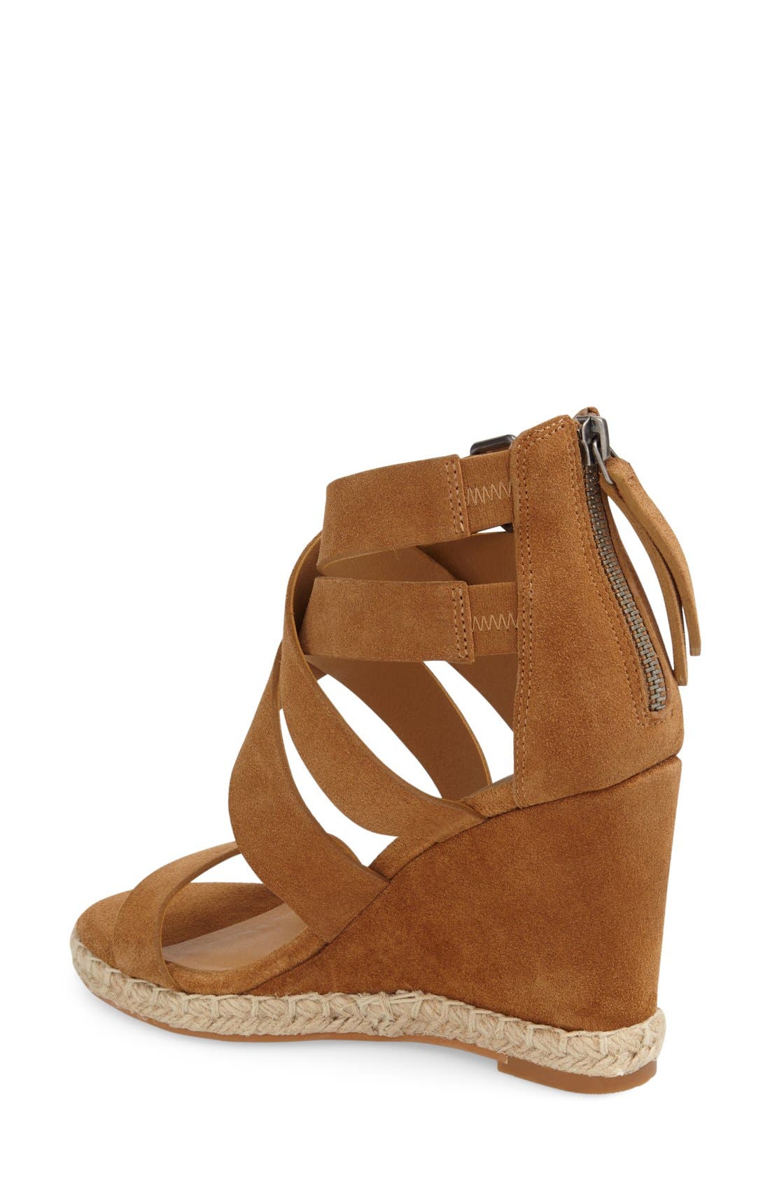 'Kova' Wedge Sandal, Alternate, color, CAMEL SUEDE
