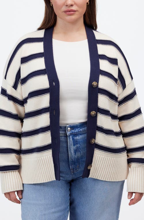 MADEWELL MADEWELL STRIPE OVERSIZE COTTON CARDIGAN 