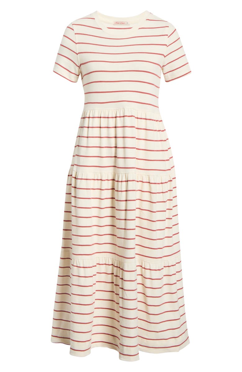 Marine Layer Luxe Stripe Tiered Sueded Cotton Dress, Alternate, color, Withered Rose Stripe