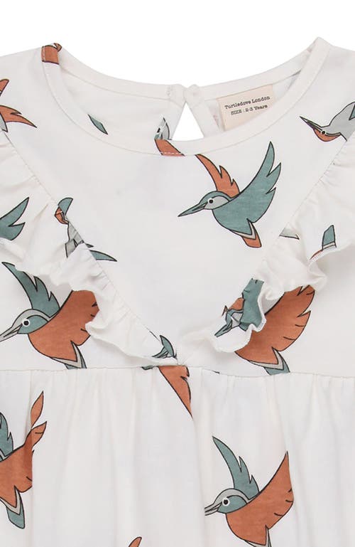Turtledove London Kids Organic Cotton Birdsong Print Dress In White