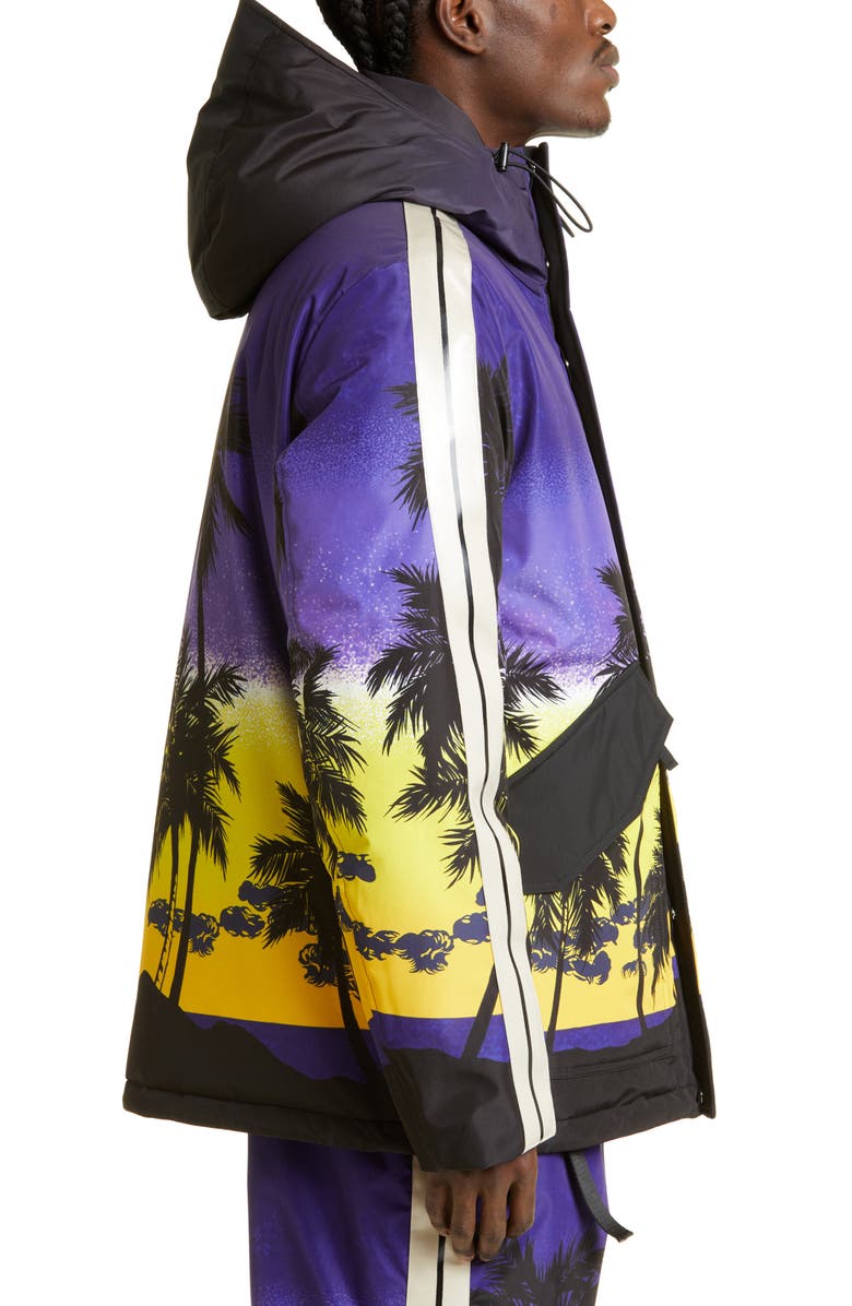 Palm Angels Palm Sunset Track Hooded Ski Jacket, Alternate, color, 