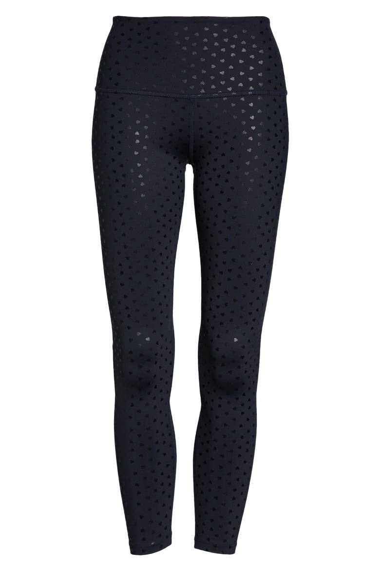 Hearts Midi High Waist Leggings, Alternate, color, BLACK-SHINY BLACK HEARTS