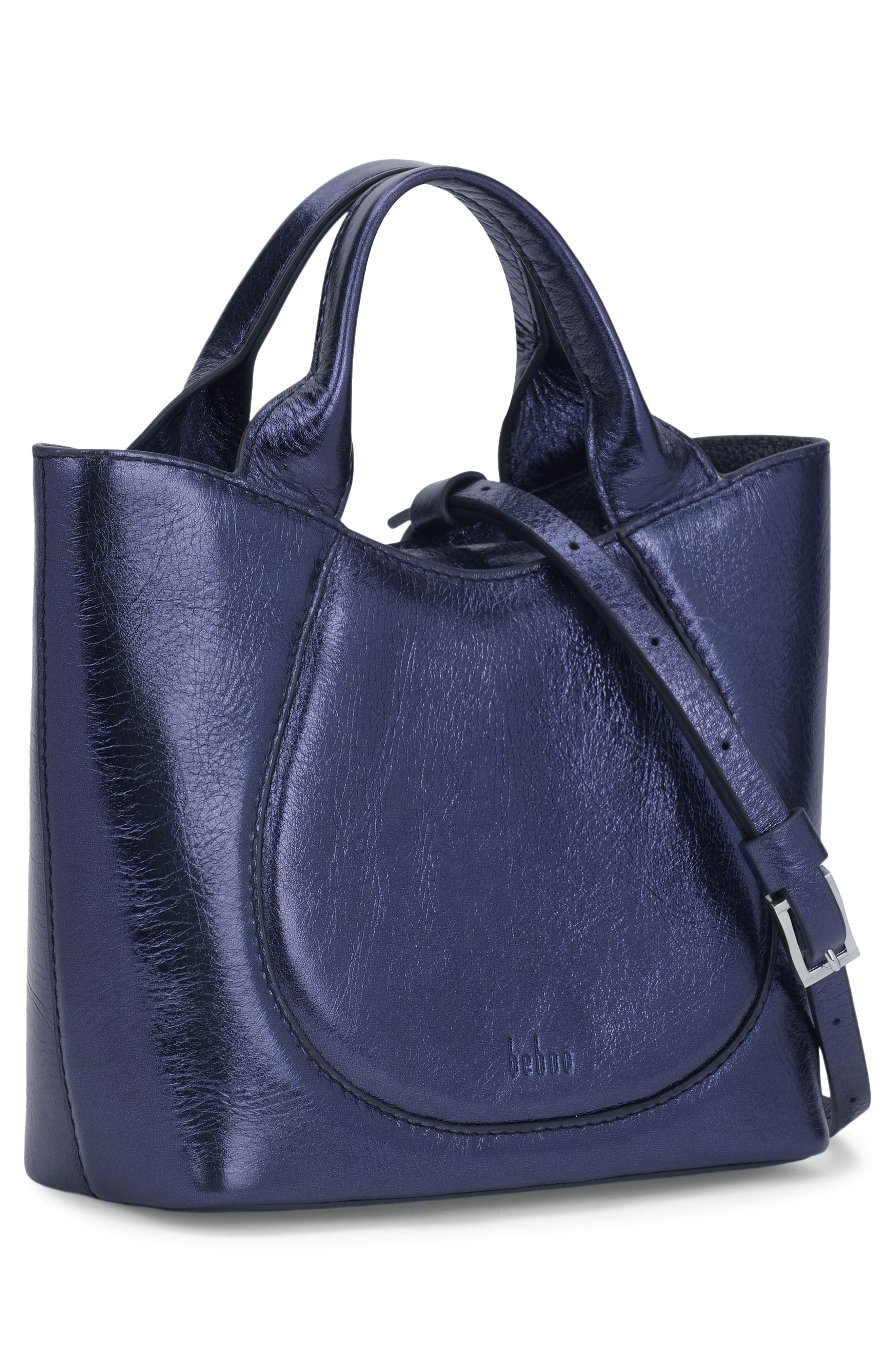 Katrina Mini Metallic Leather Tote, Alternate, color, SAPPHIRE